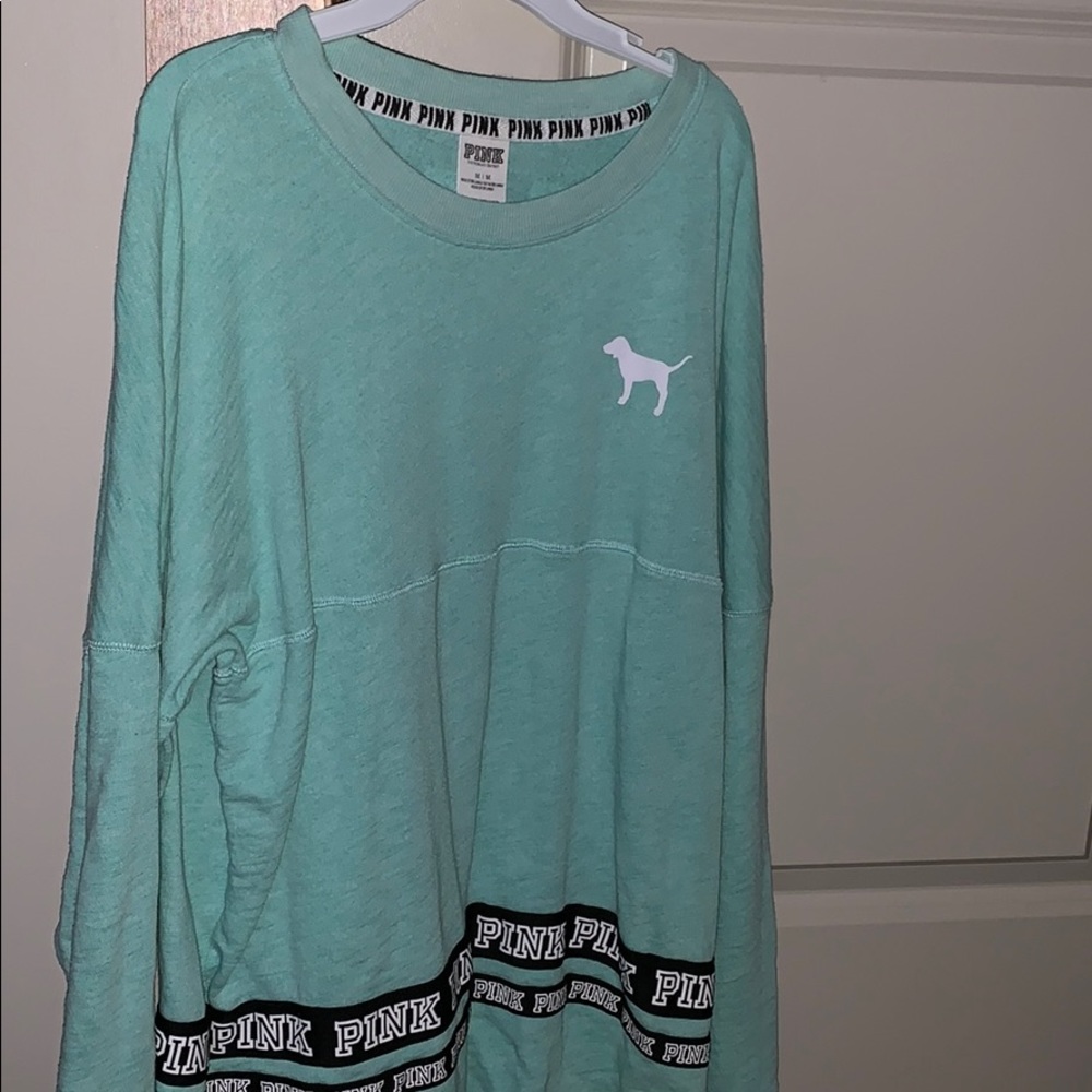 PINK teal long sleeve sweatshirt